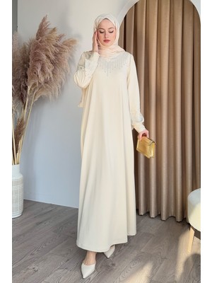 inStyle Taşlı Incili Taş Scuba Elbise