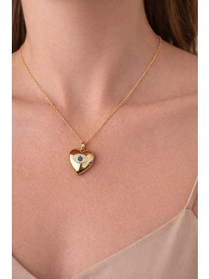 Melisa Takı & Aksesuar 316L Çelik Gold Renk Çerçeveli Açılır Resimli Nazar Kolye