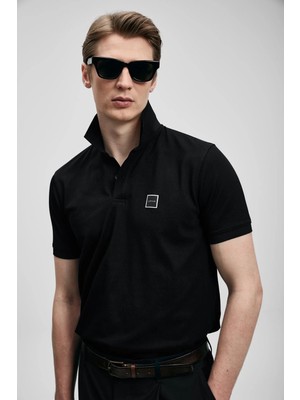 Lufian Carter Erkek Örme Polo T-Shirt Siyah (111040233)