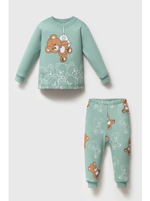 Mahfel %100 Pamuklu Bebek&çocuk Pijama Takımı S. Ayıcık Yeşil
