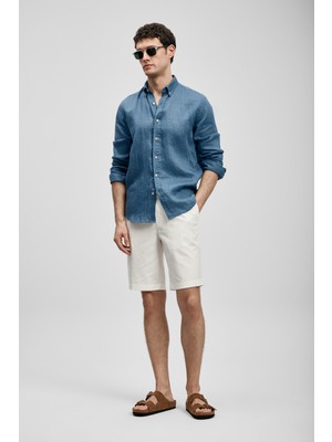 Lufian Pitaya Erkek Keten Gömlek Comfort Fit Siyah