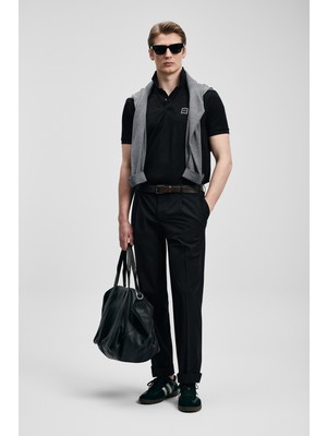 Lufian Carter Smart Erkek Polo Tişört Siyah