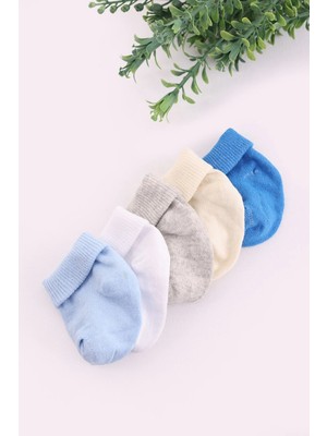 Kidello Mavi Organik Pamuk Kız Erkek Unisex 5'li Kutulu Premium Yeni Doğan Bebek Çorabı