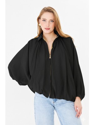 Pique IRA KADIN PİLELİ CEKET Fermuarlı Oversixze Kadın Panço