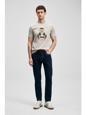 Lufian Teddy Modern Grafik Tişört Taş