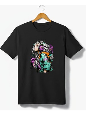 Texrium Cyber - Anime Grafik Baskılı Kadın Pamuk T-Shirt