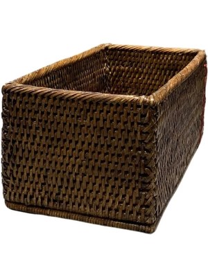 Baolgi Hasır Dikdörtgen Sepet Kahverengi 31x16x13 cm