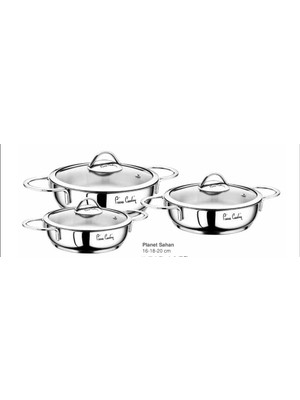 Pierre Cardin 6 Parça Çelik Sahan Takımı Inox Kaplama 14 cm 16 cm 18 cm Ebatlarında