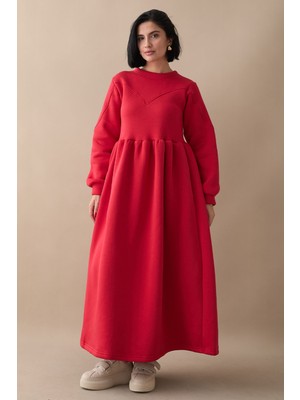 inStyle Elenor Balon Kol Elbise - Kırmızı