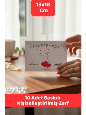 İstisna 10 Adet Kişiselleştirilmiş Baskılı Premium Para Zarfı Davetiye Zarfı Düğün Nişan Kına Gecesi