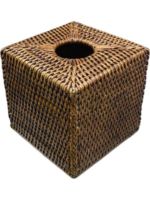 Baolgi Hasır Kare Kleenex Kutusu Kahverengi 14x14x14 cm