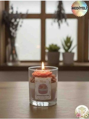 Flora Mum Dekoratif Şakayıklı ( Soya Wax) Sandal Kokulu