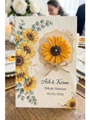 MG Truck Parts Ayçiçeği Temalı Nikah, Nişan, Kına Hatırası Hediyelik Soya Wax Mum(5 Adet)