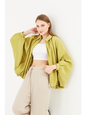 Pique IRA KADIN PİLELİ CEKET Fermuarlı Oversixze Kadın Panço