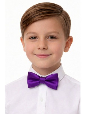 Sibel Günay Butik Çocuk Mor Lastikli Papyon | 4–12 Yaş Ayarlanabilir | Özel Gün ve Bayram Aksesuarı