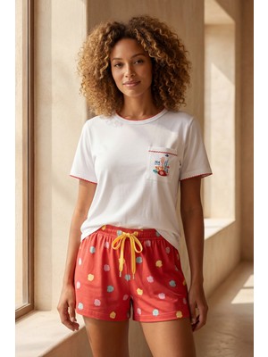 Kadın Sea La Vie Denizaltı Baskılı Şortlu Pijama Takımı