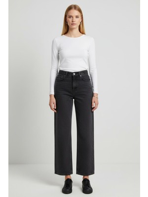 Rays Siyah Geniş Paça Jean 573