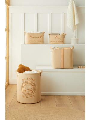 Ocean Home Textile 4'lü Jüt Aslan Dolap İçi Çamaşır Çocuk Odası Oyuncak Düzenleyici Katlanır Saklama Sepeti Organizer