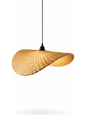JouJou El Yapımı Rustik Rattan Avize Nordıc 60 cm Çap | Doğal Kök Boya | Bohem & Iskandinav Aydınlatma