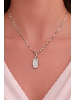 Zirkon Taşlı Damla Kolye