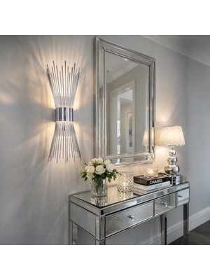 Nazik Aydınlatma Kirpi Krom Modern Pilli ve Elektrikli Günışığı Ledli 1 Adet Duvar Apliği 1 Adet Pilli Aplik