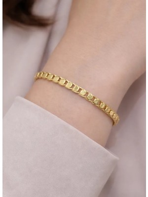 14 Ayar Altın Pullu Zincir Model Bileklik Künye