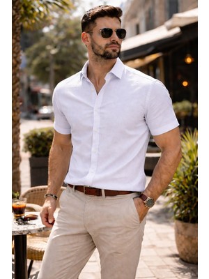 Colvis Man Erkek Kısakol Slim Fit Oxford Gömlek Pamuklu Yazlık Dar Kesim Modern Spor Şık Gömlek