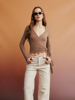 Dilvin 32645 Uzun Kollu Kruvaze Top-Vizon