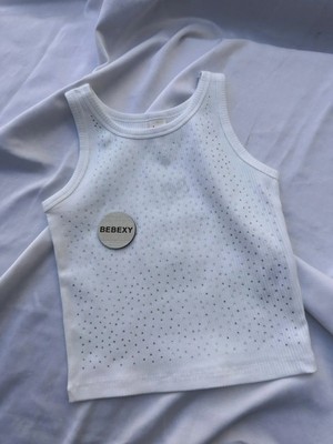 bebexy Kalın Askılı Taş Detaylı Beyaz Body