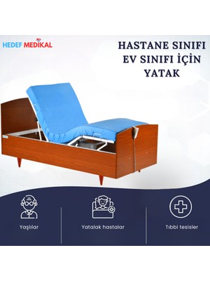 Hedef Medikal 2 Motorlu Ev Tipi Ahşap Hasta Karyolası - Ev ve Hastane Tipi