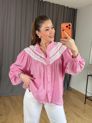 Size Özgü Pembe Fisto Detay Gömlek