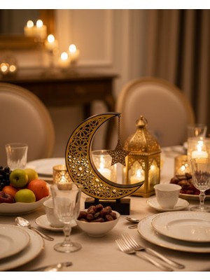 Zero Land Storozde 3D Hilal Yıldız Biblo 23X23 cm Şık ve Zarif Dekorasyon