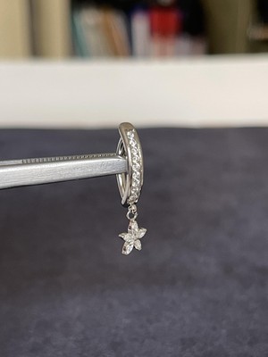 Rupen Kraft G23 Titanyum Piercing %100 Titanyum Yıldız Sallantılı Zirkon Altın Titanyum Klips Göbek Piercingi