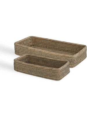 Baolgi Hasır 2'Li Banyo Sepeti Gri 31x15x5.5 cm, 25x11x5.5 cm