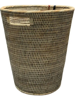 Baolgi Hasır Atık Kağıt Kutusu Gri Çap 33/22x36 cm