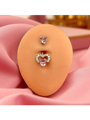 Lunays Paslanmaz Çelik 316 Kalp Göbek Piercing Gümüş Renk