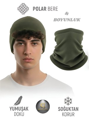 Extra 2li Termal Polar Soğuk Geçirmez Bere+Boyunluk Unisex Pamuklu Kışlık Ayarlanabilir Ip