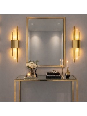 Nazik Aydınlatma Mina Modern Gold Pilli ve Elektrikli Günışığı Ledli 1 Adet Duvar Apliği ,aplik Pilli Aplik