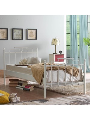 Unimet Hatkus Metal Karyola - Beyaz - Konik Geçme - Konfor Destekli Latalı - 90x190/90x200/120x200