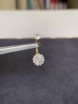 Rupen Kraft G23 Titanyum Göbek Piercingi %100 Titanyum Çiçek Zirkon Altın Titanyum Göbek Piercingi