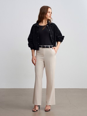 Dilvin 72647 Kapaklı Cep Detaylı Pantolon-Taş