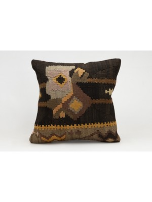 Kilim Wholesale El Yapımı Kilimden Yapılmış Vintage Kırlent Kılıfı, Yün, 40X40 cm