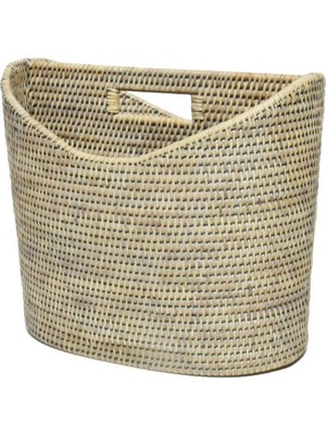 Baolgi Hasır Oval Sepet Dergilik Gri 37x23x31 cm