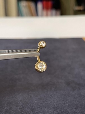 Rupen Kraft G23 Titanyum Göbek Piercingi %100 Titanyum Çift Taş Altın Titanyum Göbek Piercingi