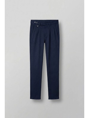 Abluka Online Erkek Pileli Kumaş Pantolon Slim Fit Lacivert Casual 4 Mevsim Türkiye Menşeli