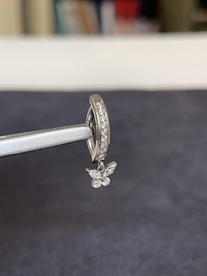 Rupen Kraft G23 Titanyum Göbek Piercingi %100 Titanyum Kelebek Sallantılı Zirkon Titanyum Klips Göbek Piercingi