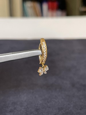 Rupen Kraft G23 Titanyum Piercing %100 Titanyum Fiyonk Sallantılı Zirkon Altın Titanyum Klips Göbek Piercingi