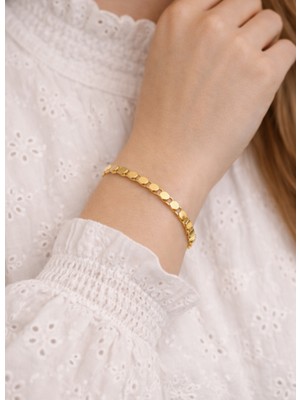 14 Ayar Altın Pullu Zincir Model Bileklik Künye