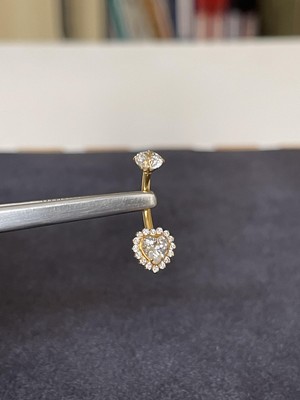 Rupen Kraft G23 Titanyum Göbek Piercingi %100 Titanyum Kalp Zirkon Altın Titanyum Göbek Piercingi