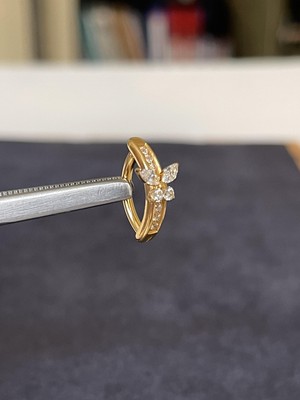 Rupen Kraft G23 Titanyum Göbek Piercingi %100 Titanyum Zirkon Taş Kelebek Altın Titanyum Göbek Piercingi